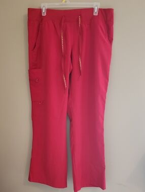 Activate By Med Couture Red Drawstring Cargo Scrub Pants